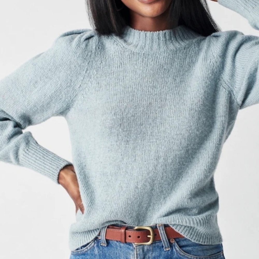 Faherty Women's Crew Neck Sweater in Light Gray - Picture 4 of 15